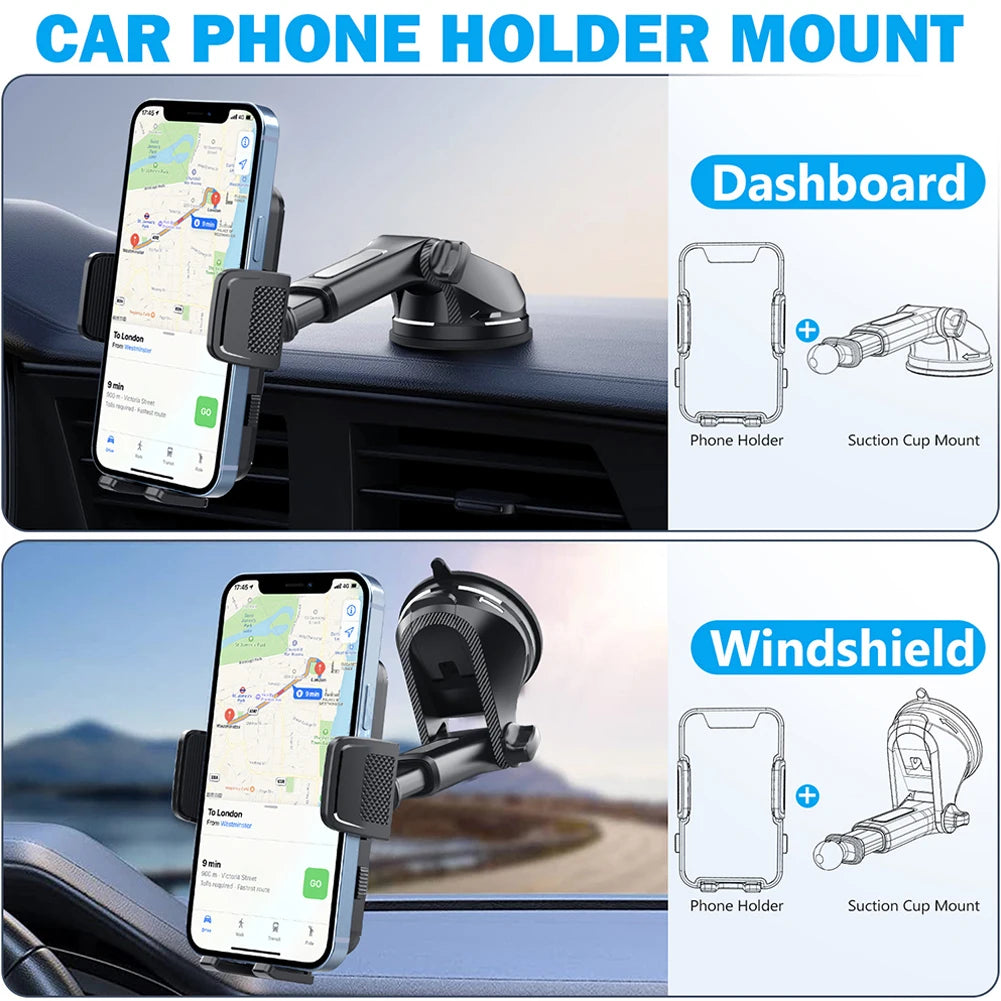 Support de téléphone pour voiture Gravity Sucker 360 °   Support de téléphone portable universel pour tableau de bord rotatif, pour camions, camping-car, véhicules