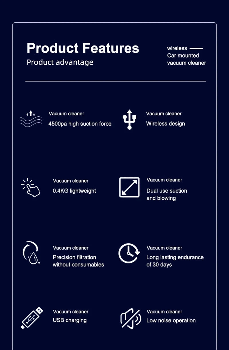 Xiaomi – aspirateur de voiture sans fil 3000000PA, 120W, puissant, Portable, pour la maison et l'automobile, léger, Rechargeable