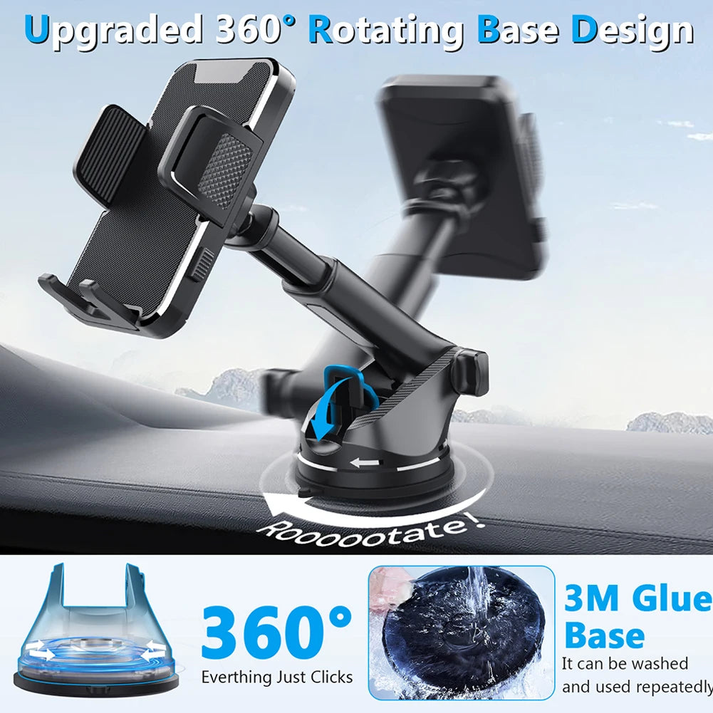 Support de téléphone pour voiture Gravity Sucker 360 °   Support de téléphone portable universel pour tableau de bord rotatif, pour camions, camping-car, véhicules