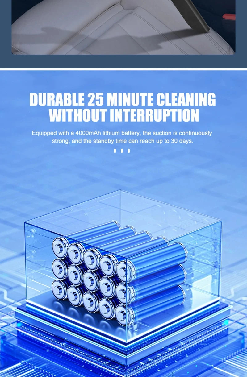 Xiaomi – aspirateur de voiture sans fil 3000000PA, 120W, puissant, Portable, pour la maison et l'automobile, léger, Rechargeable